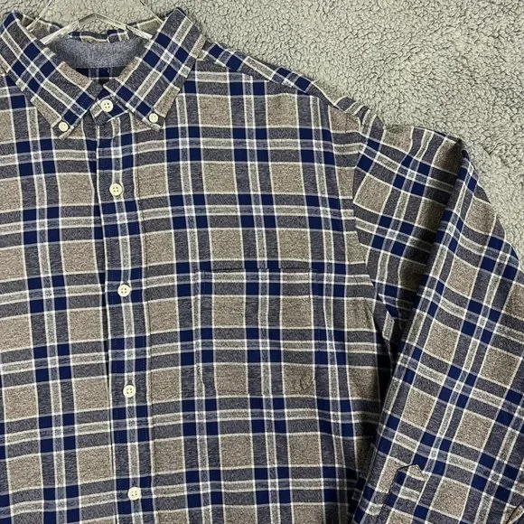 Daniel Cremieux Mens Shirt Large Button Down Shirt Blue Grey Plaid - Picture 9 of 10